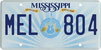 MS license plate MEL804
