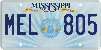 MS license plate MEL805