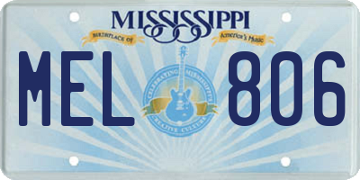 MS license plate MEL806