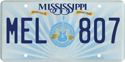 MS license plate MEL807