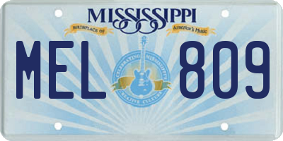 MS license plate MEL809