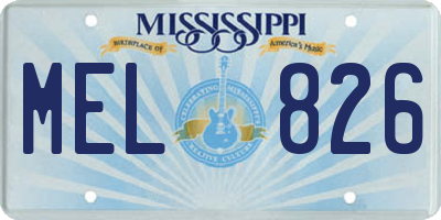 MS license plate MEL826