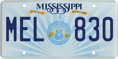 MS license plate MEL830
