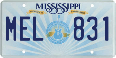 MS license plate MEL831
