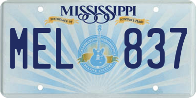 MS license plate MEL837