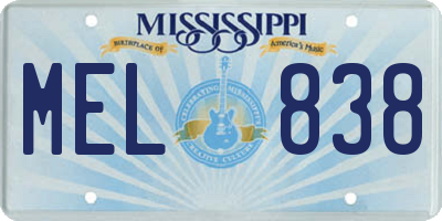 MS license plate MEL838