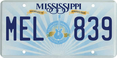 MS license plate MEL839