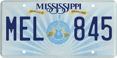 MS license plate MEL845