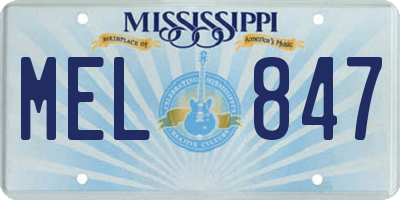 MS license plate MEL847