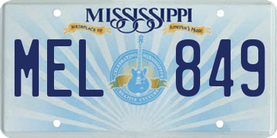 MS license plate MEL849