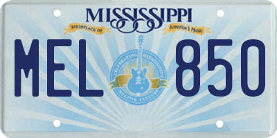 MS license plate MEL850