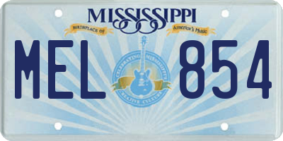 MS license plate MEL854