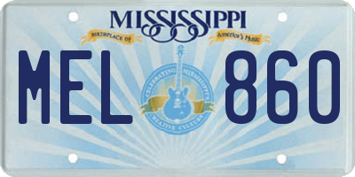 MS license plate MEL860