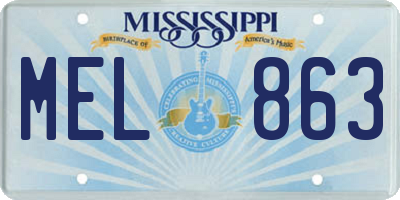 MS license plate MEL863