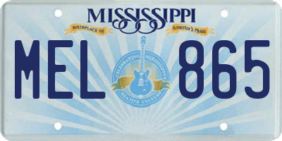 MS license plate MEL865