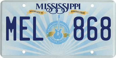 MS license plate MEL868