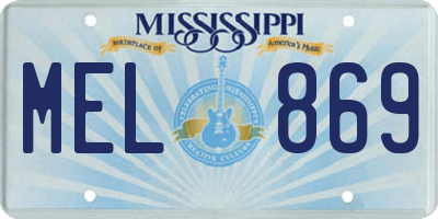 MS license plate MEL869