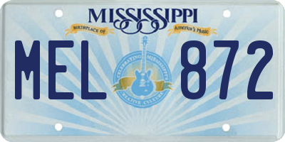 MS license plate MEL872