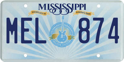 MS license plate MEL874