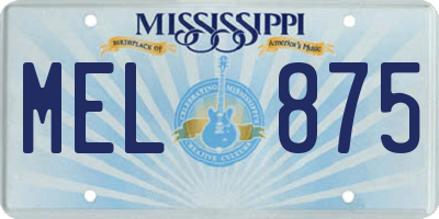MS license plate MEL875