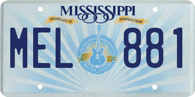 MS license plate MEL881