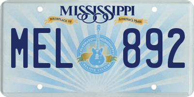 MS license plate MEL892