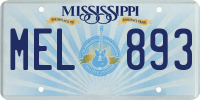 MS license plate MEL893