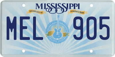 MS license plate MEL905