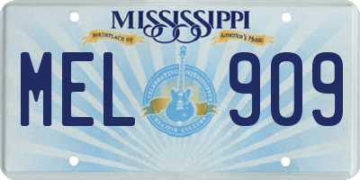 MS license plate MEL909