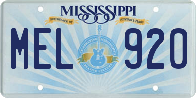 MS license plate MEL920