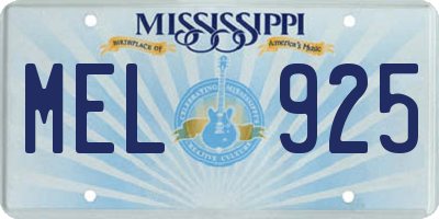 MS license plate MEL925