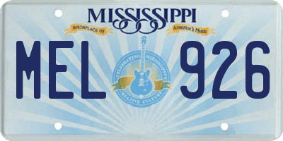 MS license plate MEL926