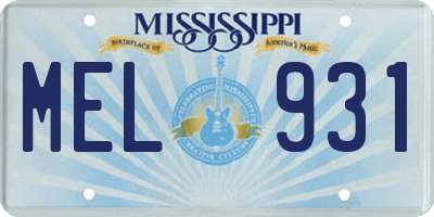 MS license plate MEL931