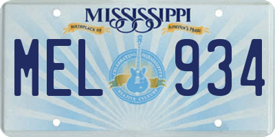 MS license plate MEL934