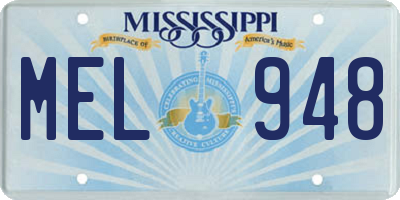 MS license plate MEL948