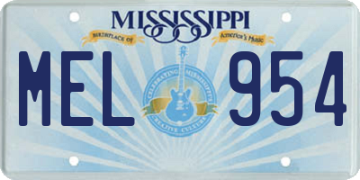 MS license plate MEL954