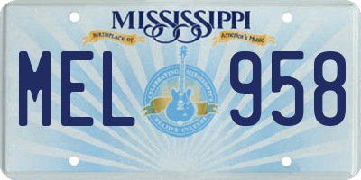 MS license plate MEL958
