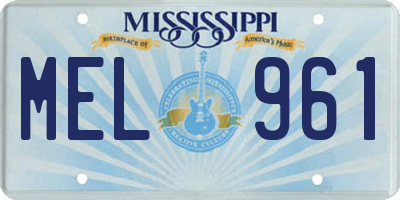 MS license plate MEL961