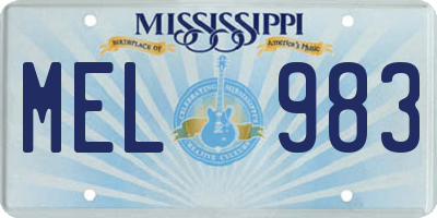 MS license plate MEL983