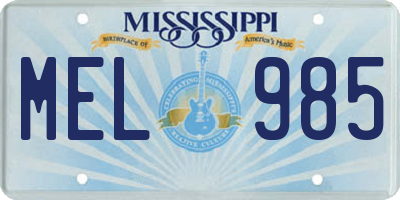 MS license plate MEL985