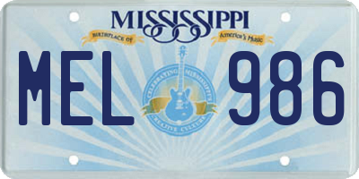 MS license plate MEL986