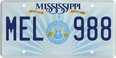 MS license plate MEL988