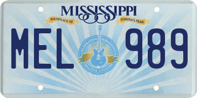 MS license plate MEL989