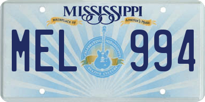 MS license plate MEL994