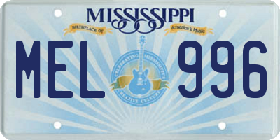MS license plate MEL996