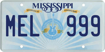 MS license plate MEL999