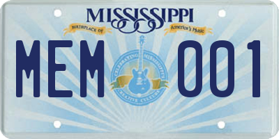 MS license plate MEM001