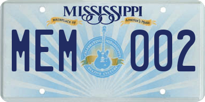MS license plate MEM002