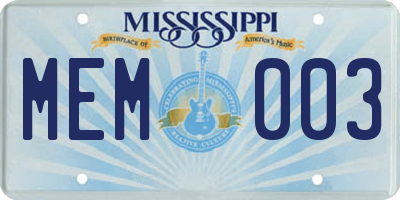 MS license plate MEM003