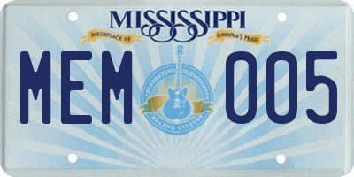 MS license plate MEM005